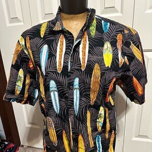 KY’s Made in Hawaii Womens Medium Surfboard Short Sleeve Button Down Shirt